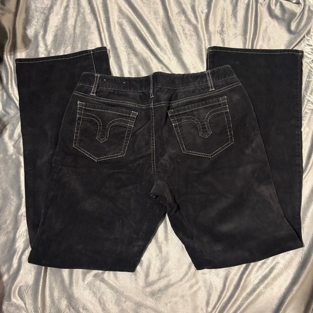 Ann Taylor LOFT Marisa Black Corduroy Bootcut Pants Contrast Stitch Size 12